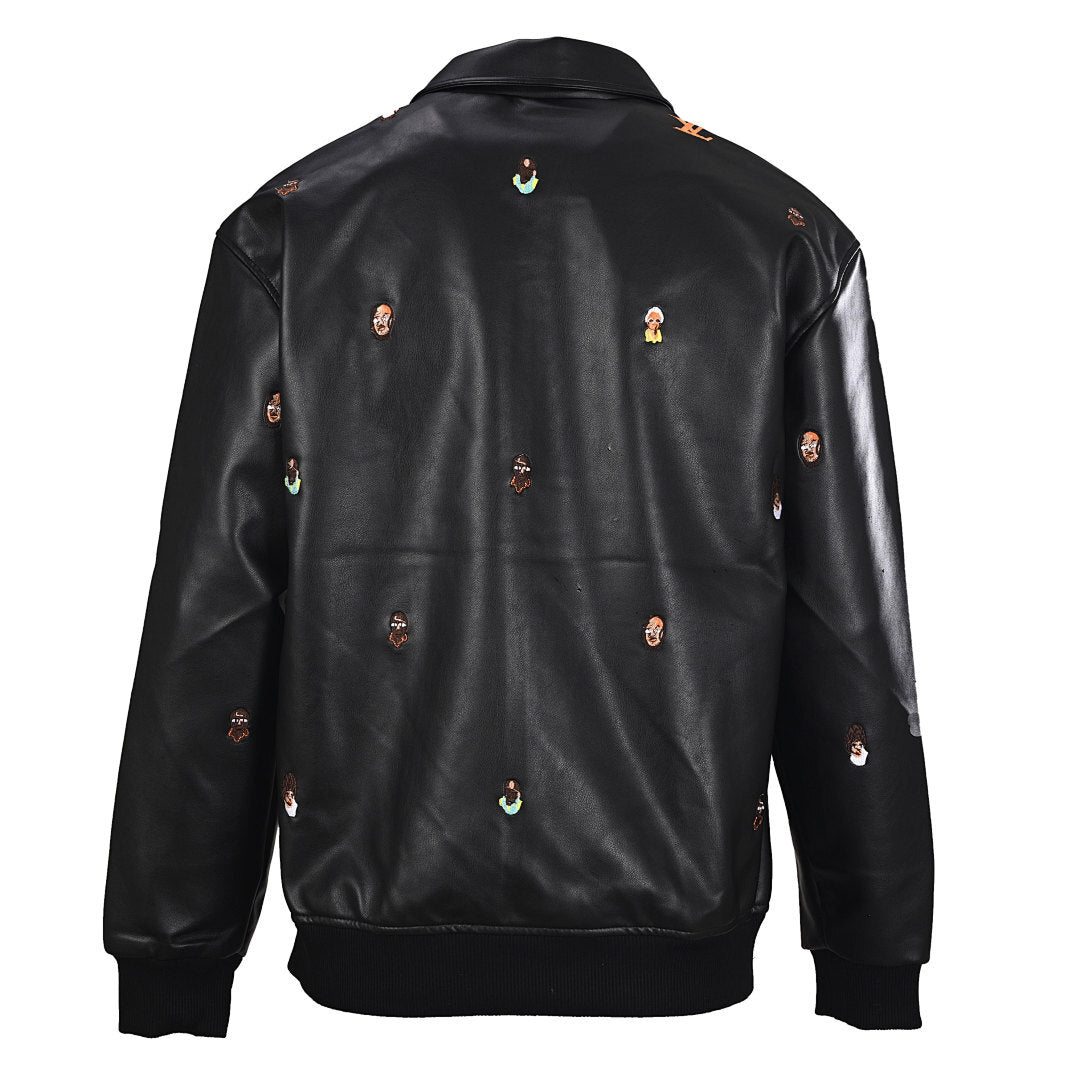 Louis Vuitton LV Character Portrait All-Over Embroidered Leather Bomber Jacket