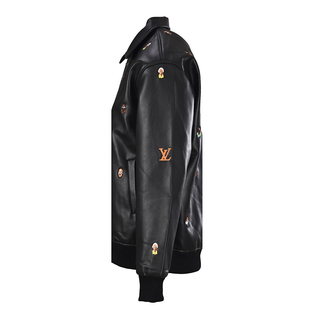 Louis Vuitton LV Character Portrait All-Over Embroidered Leather Bomber Jacket