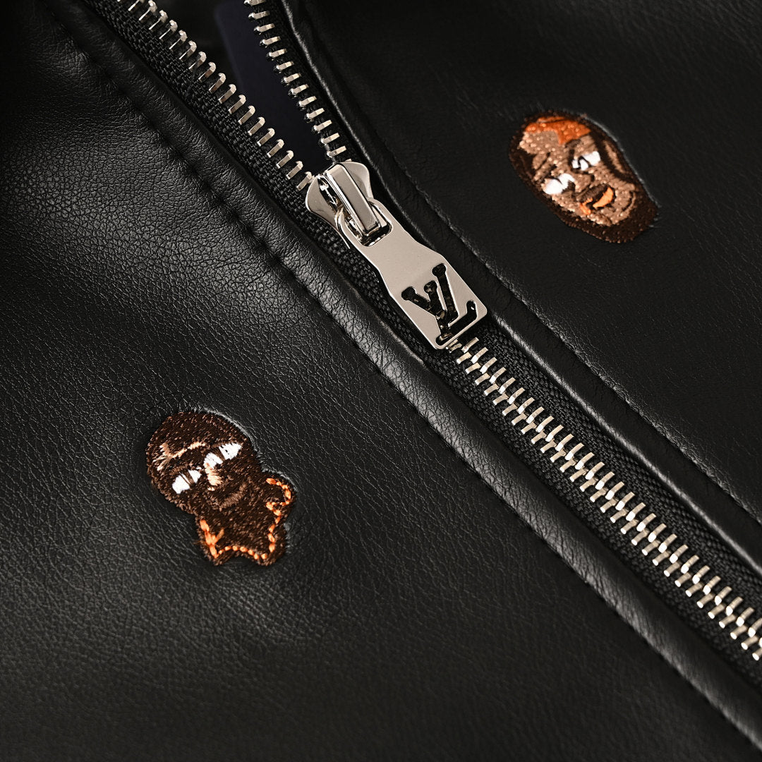 Louis Vuitton LV Character Portrait All-Over Embroidered Leather Bomber Jacket