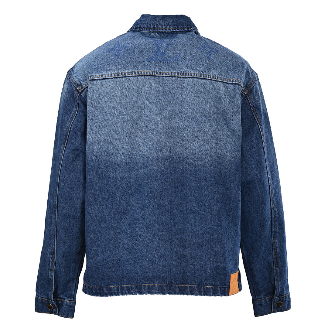 Louis Vuitton LV Oversized Monogram Mesh Print Denim Overshirt Jacket