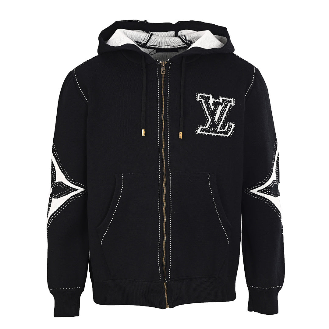 Louis Vuitton LV Initials & Monogram Flower Appliqué Contrast-Stitch Full-Zip Hoodie