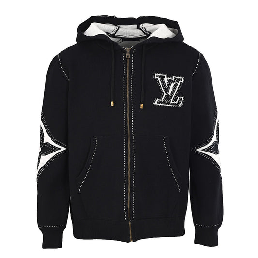 Louis Vuitton LV Initials & Monogram Flower Appliqué Contrast-Stitch Full-Zip Hoodie