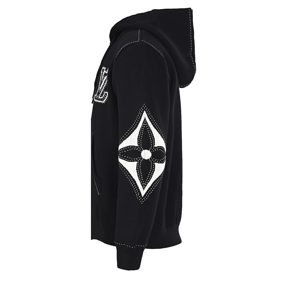 Louis Vuitton LV Initials & Monogram Flower Appliqué Contrast-Stitch Full-Zip Hoodie