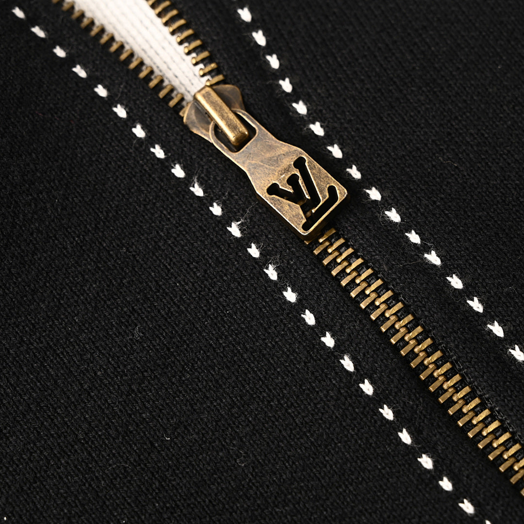 Louis Vuitton LV Initials & Monogram Flower Appliqué Contrast-Stitch Full-Zip Hoodie