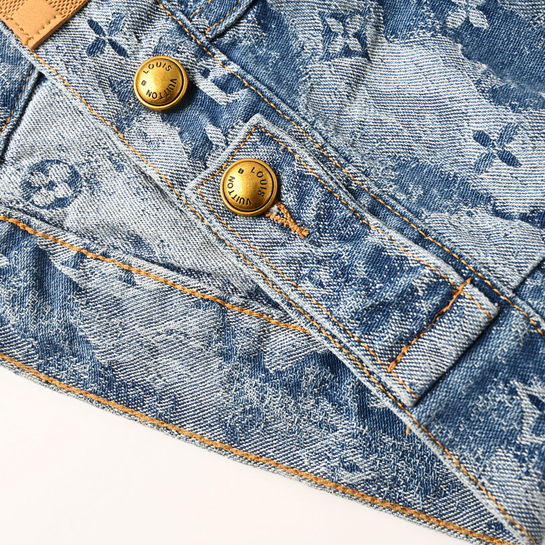 Louis Vuitton LV Monogram Cloud Nuage Jacquard Denim Trucker Jacket