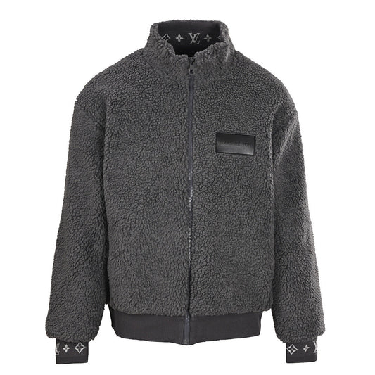 Louis Vuitton LV Monogram Jacquard Rib Teddy Fleece Full-Zip Bomber Jacket