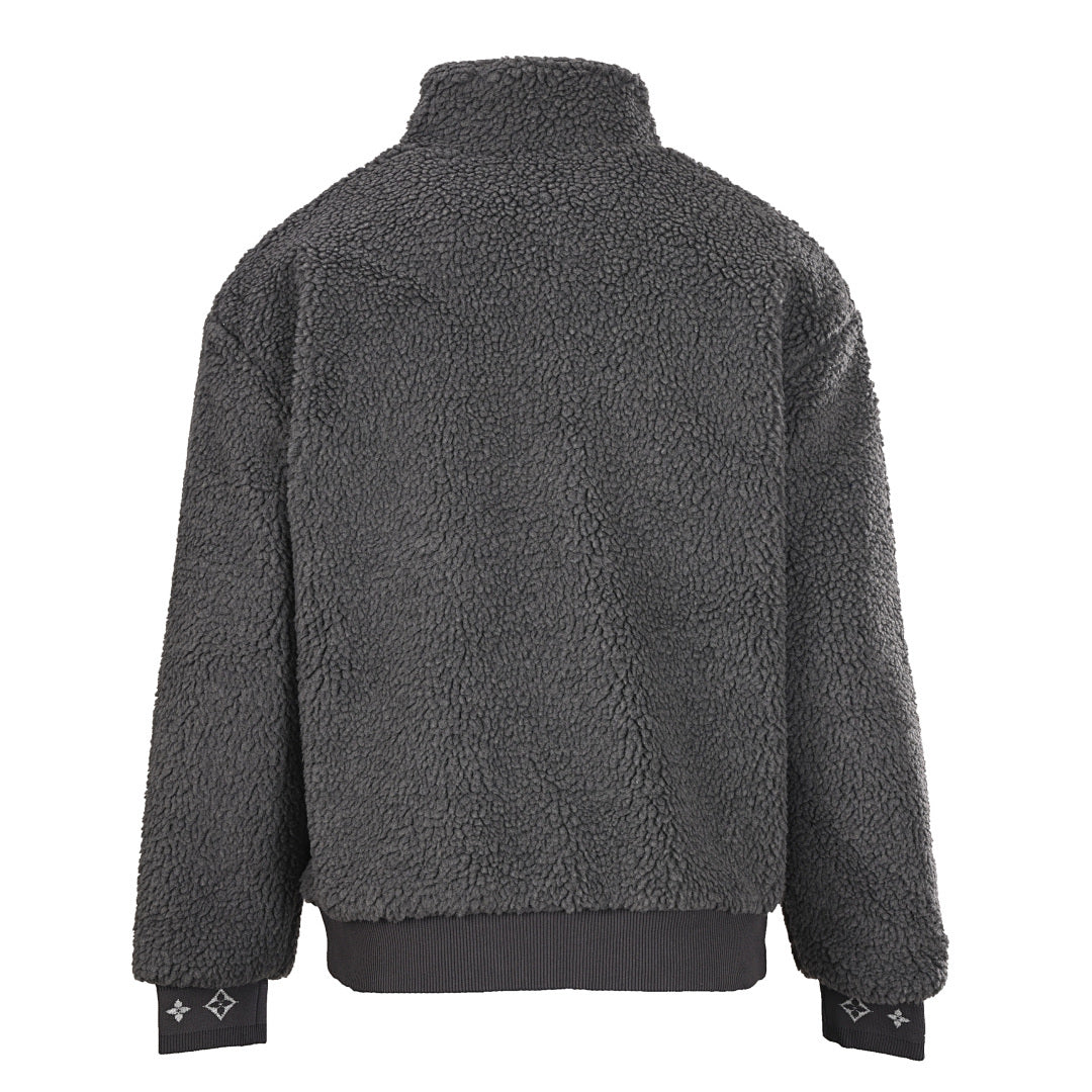 Louis Vuitton LV Monogram Jacquard Rib Teddy Fleece Full-Zip Bomber Jacket