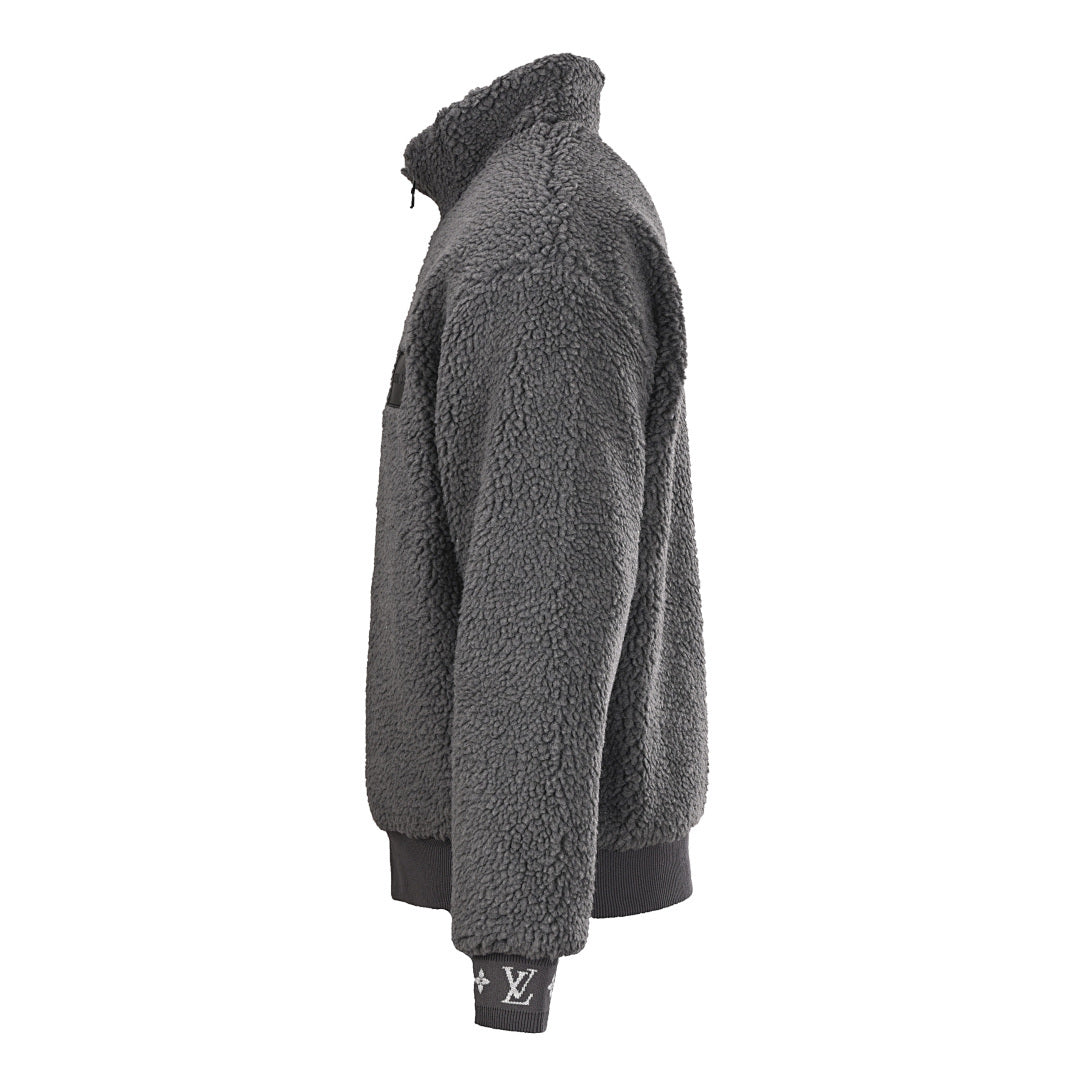 Louis Vuitton LV Monogram Jacquard Rib Teddy Fleece Full-Zip Bomber Jacket