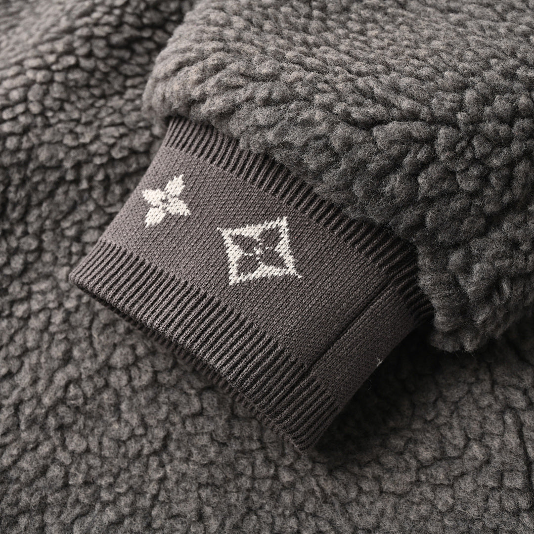 Louis Vuitton LV Monogram Jacquard Rib Teddy Fleece Full-Zip Bomber Jacket