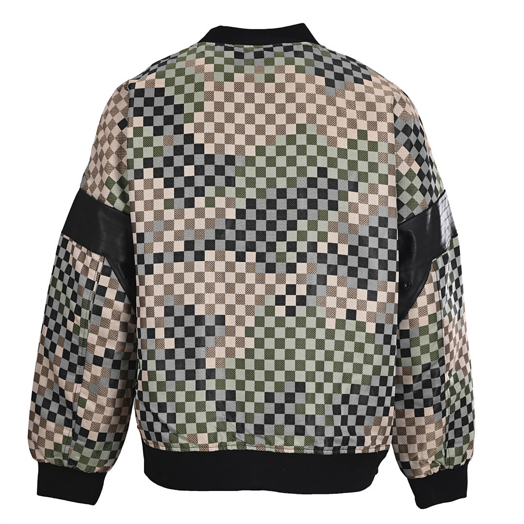Louis Vuitton Multi-Tone Damier Jacquard Leather-Panel MA-1 Bomber Jacket