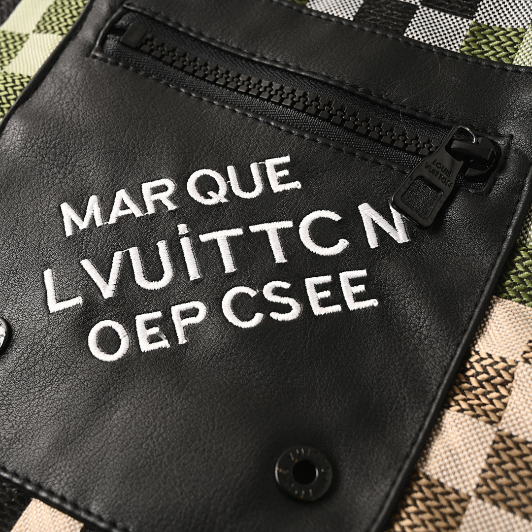 Louis Vuitton Multi-Tone Damier Jacquard Leather-Panel MA-1 Bomber Jacket