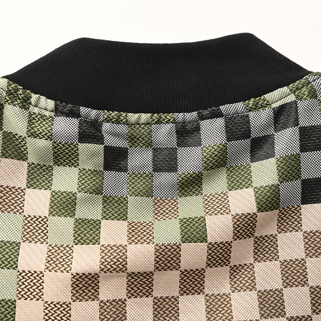 Louis Vuitton Multi-Tone Damier Jacquard Leather-Panel MA-1 Bomber Jacket