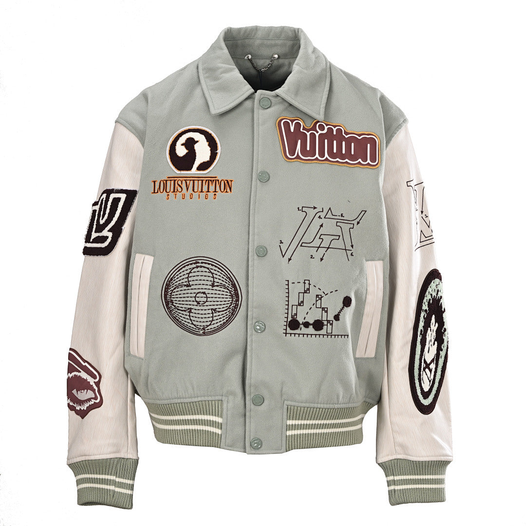 Louis Vuitton LV Studios Multi-Patch Wool & Leather Varsity Jacket