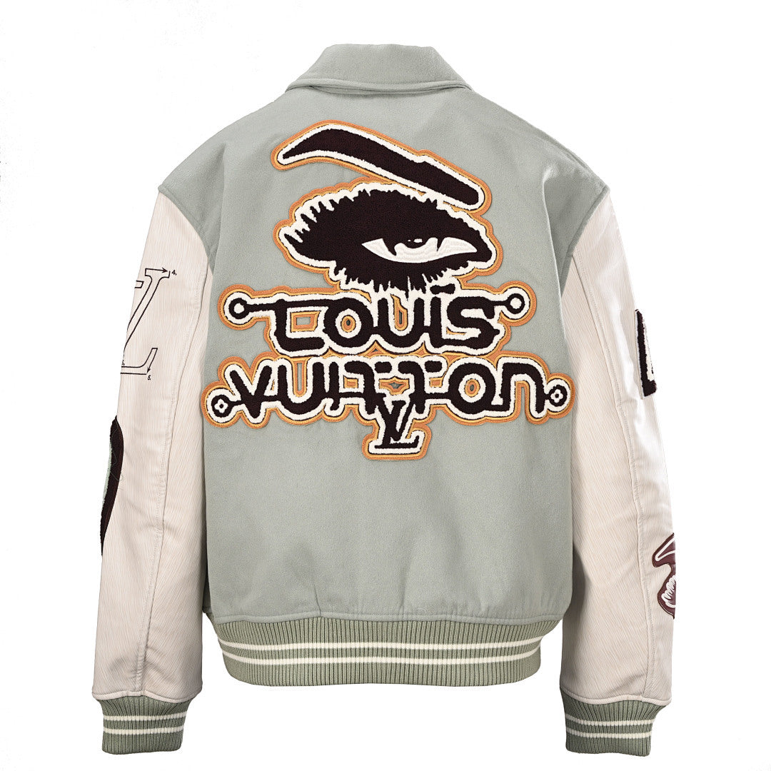 Louis Vuitton LV Studios Multi-Patch Wool & Leather Varsity Jacket