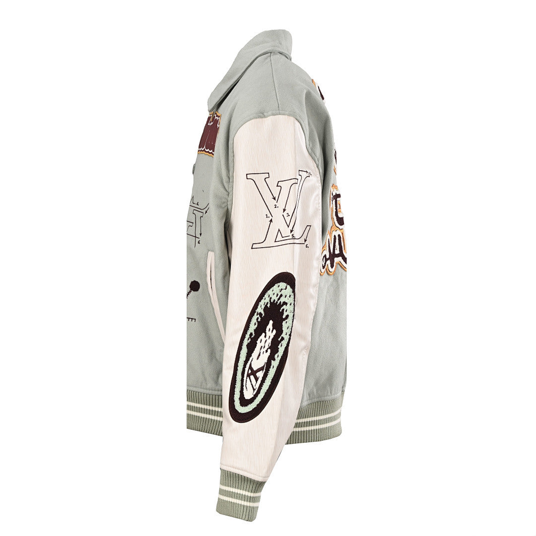 Louis Vuitton LV Studios Multi-Patch Wool & Leather Varsity Jacket