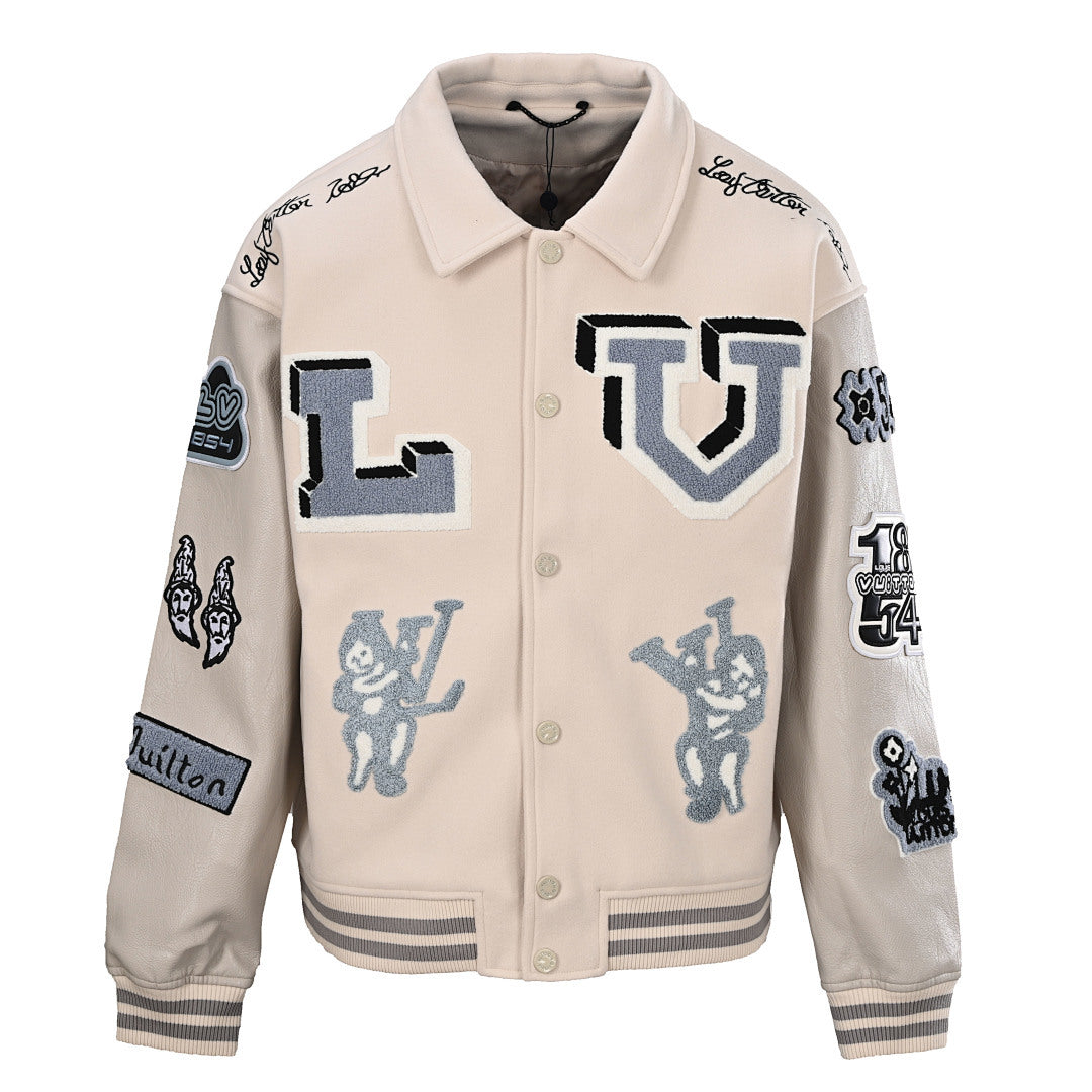 Louis Vuitton LV x Bugs Bunny Graphic Patch Wool & Leather Varsity Jacket