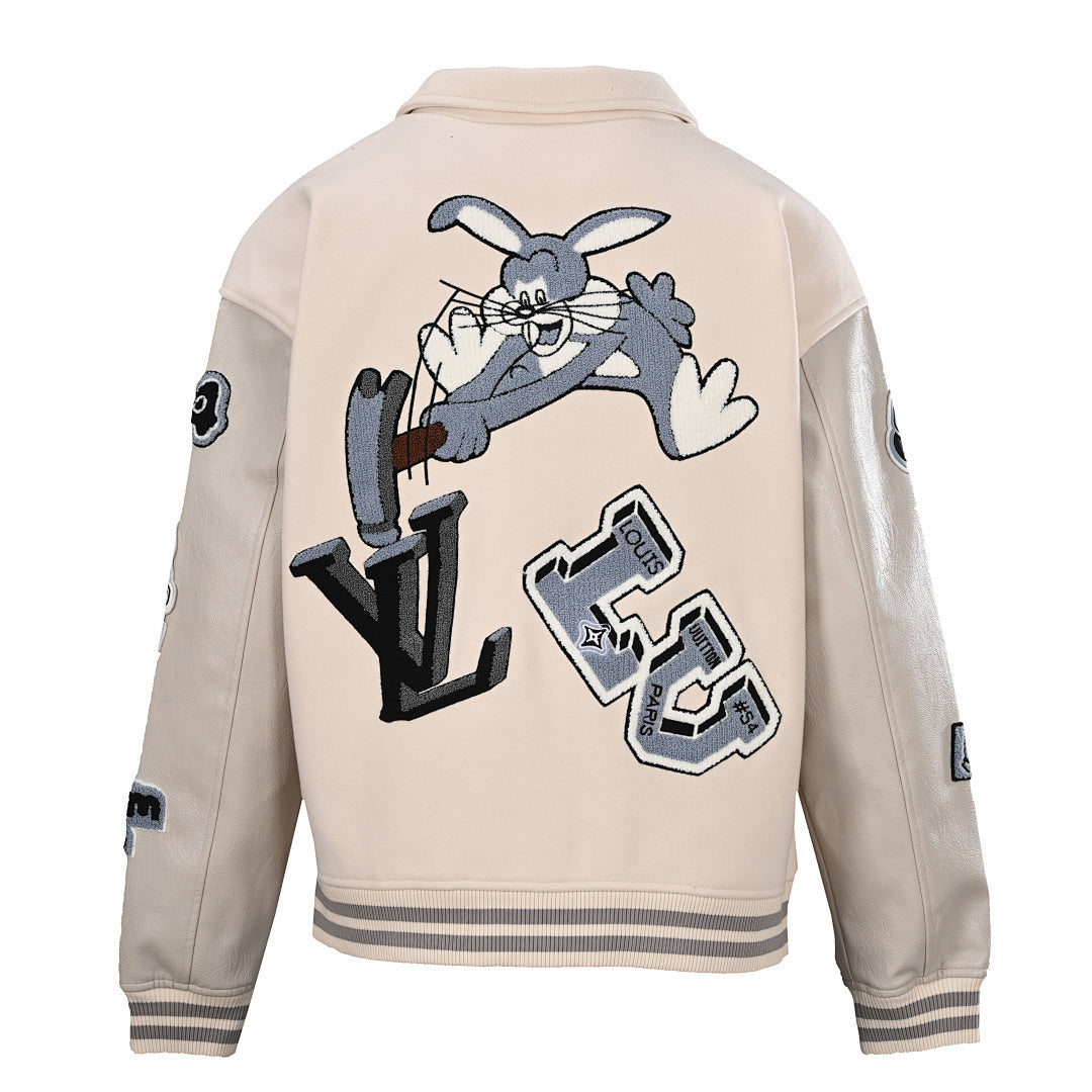 Louis Vuitton LV x Bugs Bunny Graphic Patch Wool & Leather Varsity Jacket
