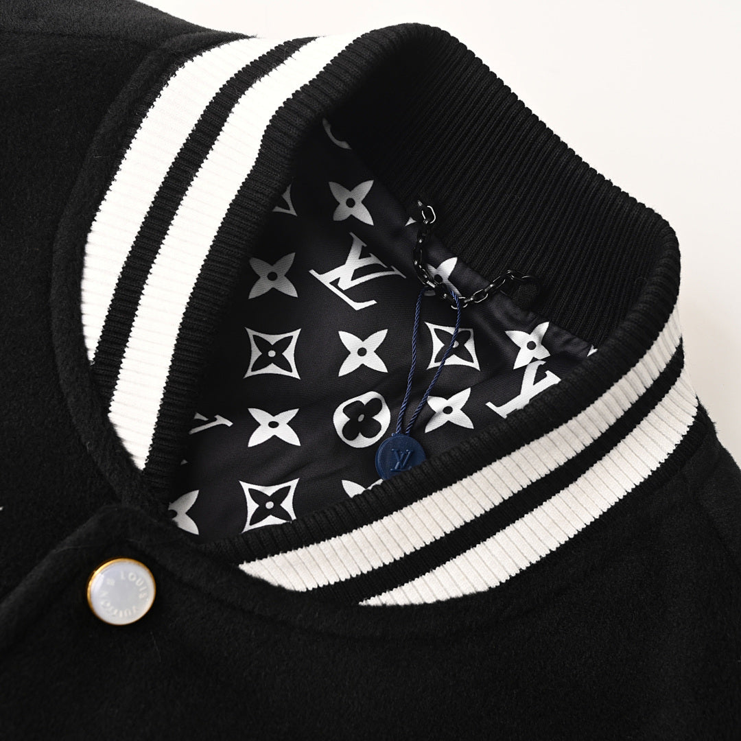 Louis Vuitton 2 Rue du Pont Neuf Varsity Wool & Leather Letterman Jacket