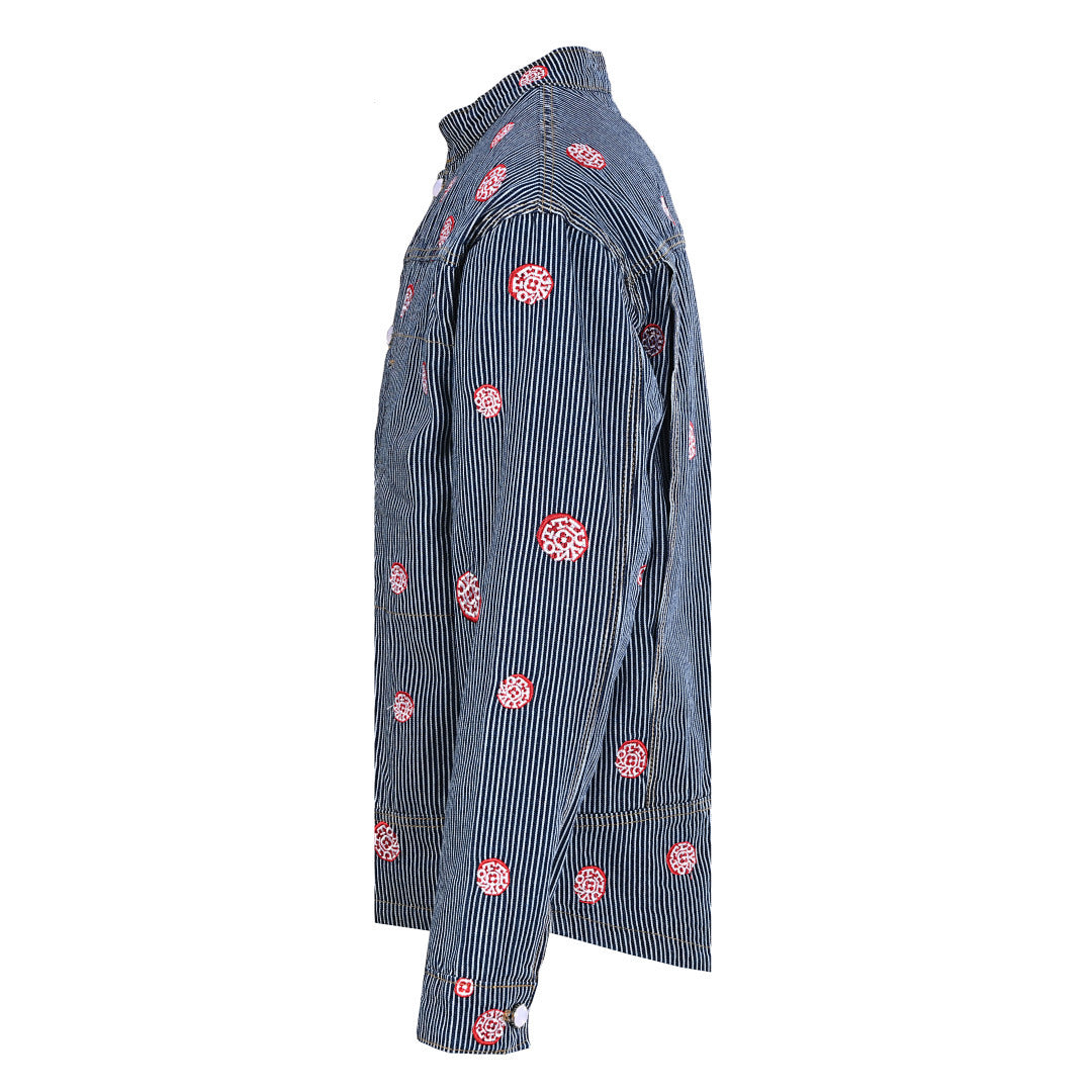 Louis Vuitton LV Monogram Flower Embroidery Hickory Stripe Denim Work Jacket