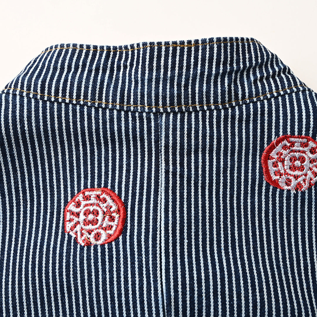 Louis Vuitton LV Monogram Flower Embroidery Hickory Stripe Denim Work Jacket