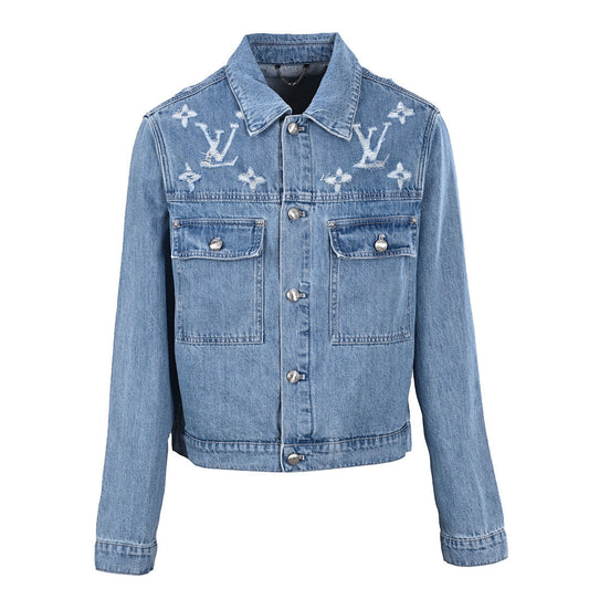 Louis Vuitton LV Distressed Monogram Embroidered Denim Jacket