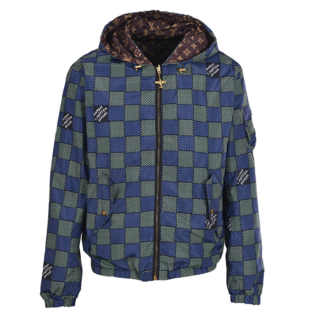 Louis Vuitton Damier Jacquard MLVD Script Patch Hooded Windbreaker Blouson