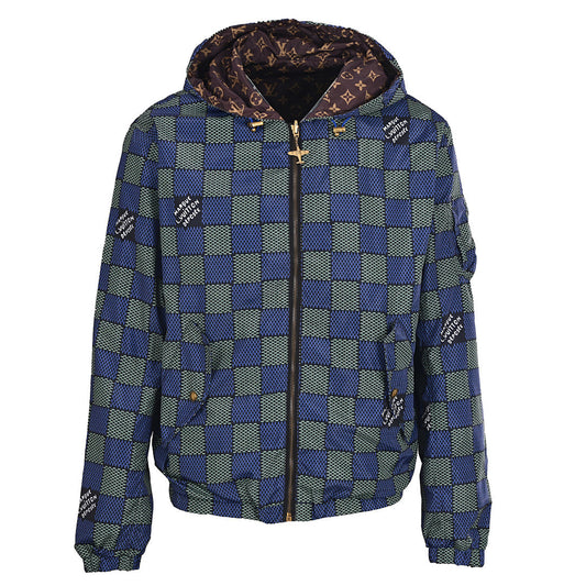 Louis Vuitton Damier Jacquard MLVD Script Patch Hooded Windbreaker Blouson