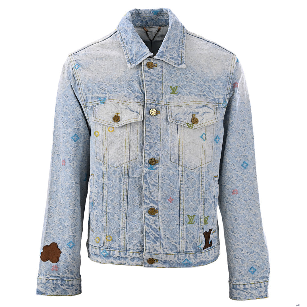 Louis Vuitton LV Multicolor Monogram Embroidered Denim Trucker Jacket