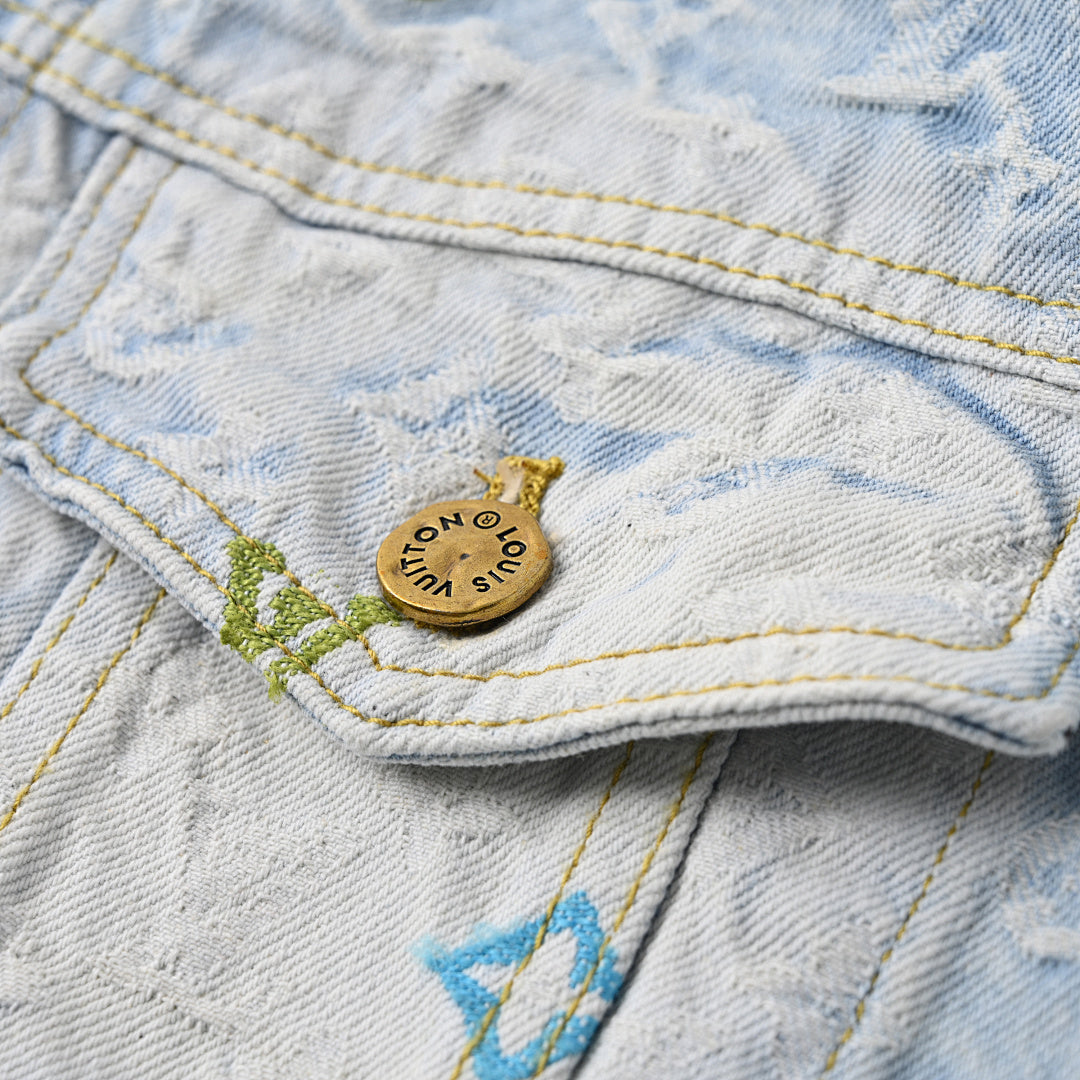 Louis Vuitton LV Multicolor Monogram Embroidered Denim Trucker Jacket