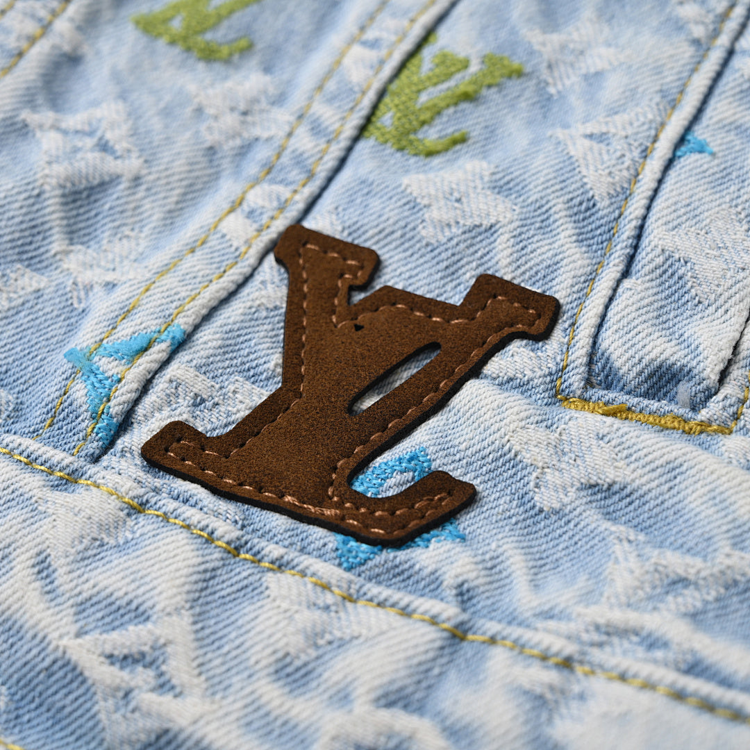 Louis Vuitton LV Multicolor Monogram Embroidered Denim Trucker Jacket