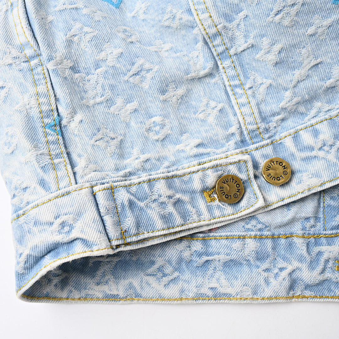 Louis Vuitton LV Multicolor Monogram Embroidered Denim Trucker Jacket