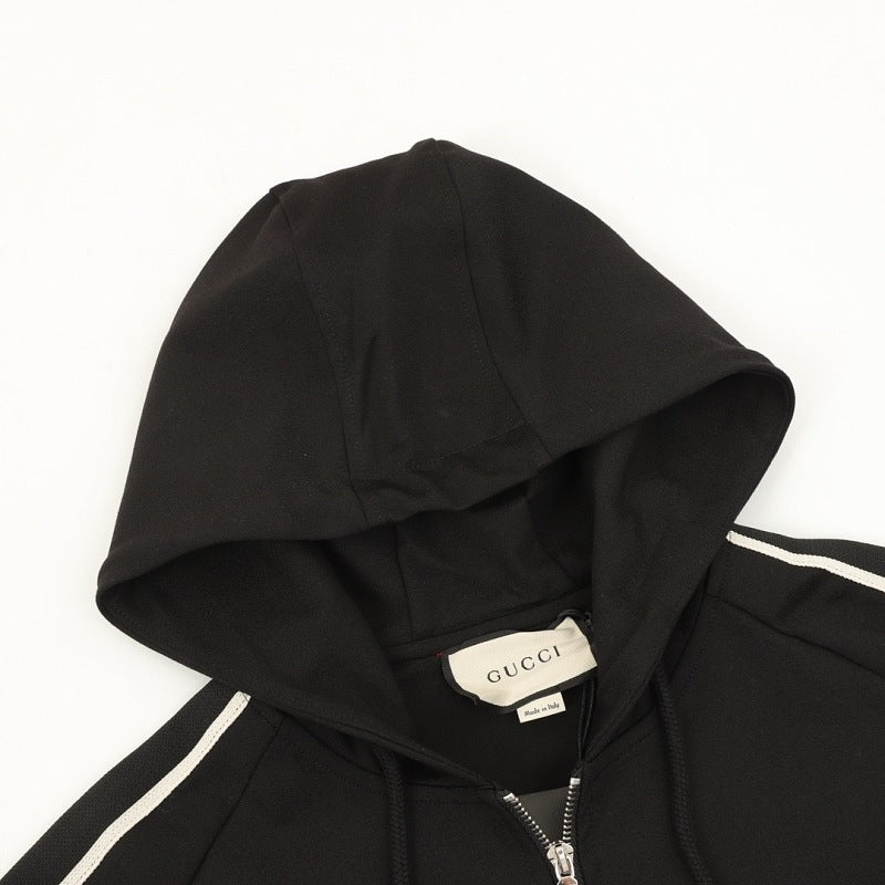 Gucci Logo Tape Zip-Up Hooded Jacket