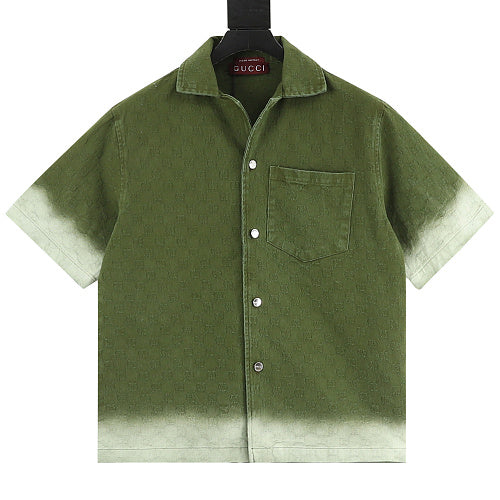 Gucci Olive Green Tonal Jacquard Gradient Shirt