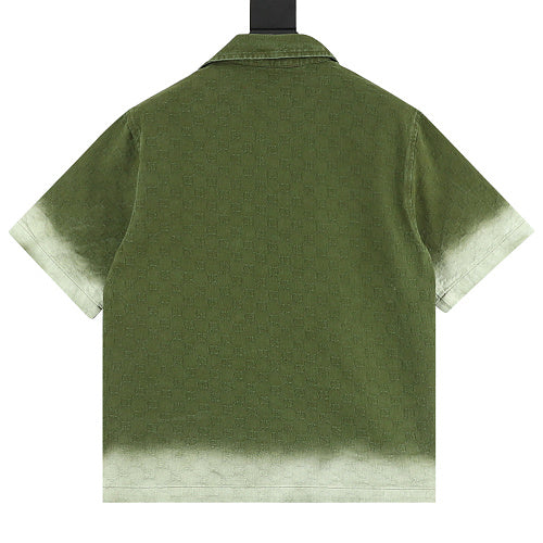 Gucci Olive Green Tonal Jacquard Gradient Shirt