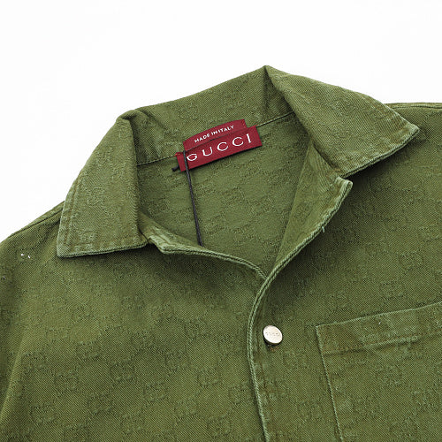 Gucci Olive Green Tonal Jacquard Gradient Shirt