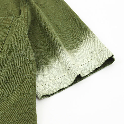 Gucci Olive Green Tonal Jacquard Gradient Shirt