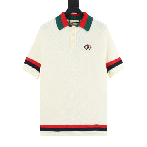 Gucci Web-Trim Knit Polo Shirt