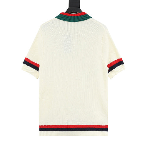 Gucci Web-Trim Knit Polo Shirt