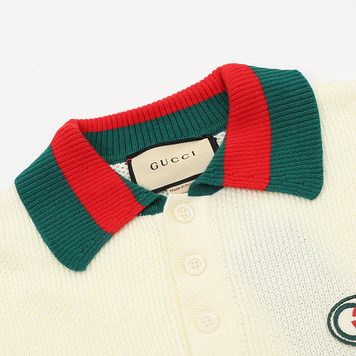 Gucci Web-Trim Knit Polo Shirt