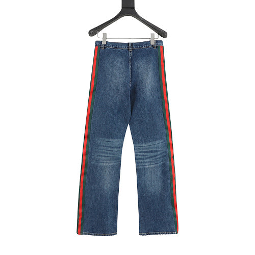Gucci Web-Stripe Straight-Leg Jeans