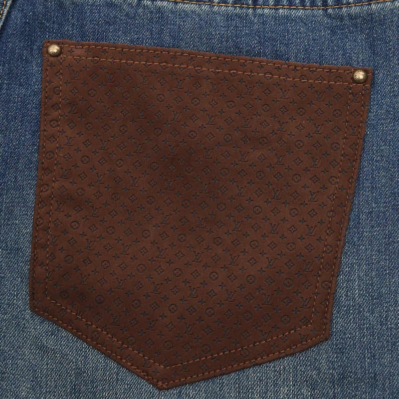 Louis Vuitton Monogram Leather-Pocket Jeans