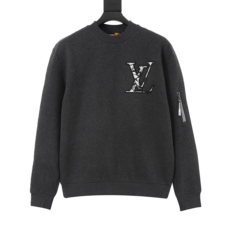 Louis Vuitton Embroidered Zip-Sleeve Fleece Sweatshirt