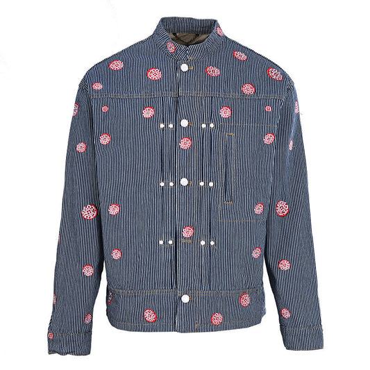 Louis Vuitton LV Monogram Flower Embroidery Hickory Stripe Denim Work Jacket