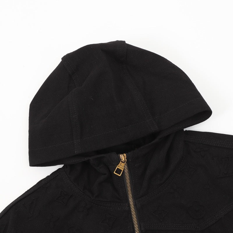 Louis Vuitton Embossed Monogram Hooded Denim Jacket